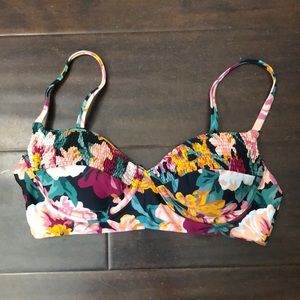 Floral swimsuit top.